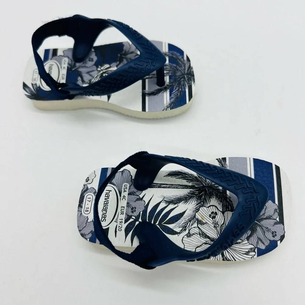 HAVAIANAS BLUE THONG TROPICAL SANDALS BABY SIZE 4